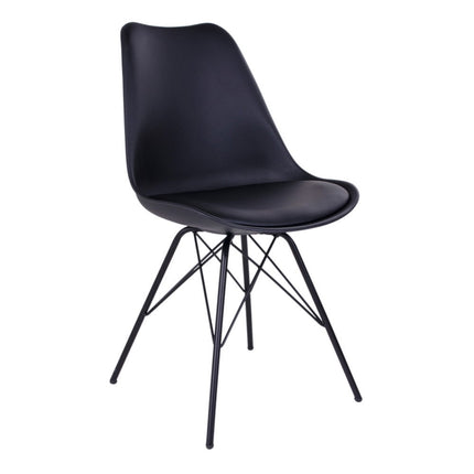 Oslo Eetkamerstoel - Set van 2 Eetkamerstoelen, PU-leer, zwart, zwarte poten