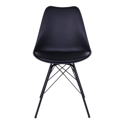 Oslo Eetkamerstoel - Set van 2 Eetkamerstoelen, PU-leer, zwart, zwarte poten