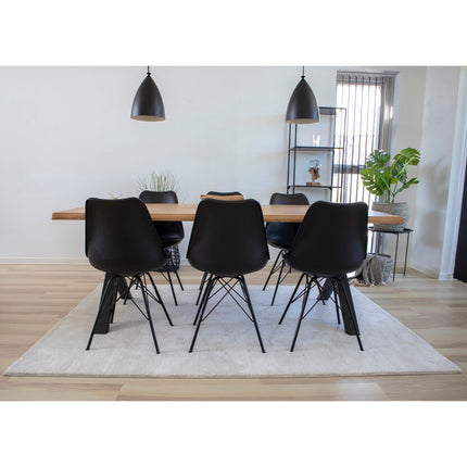 Oslo Eetkamerstoel - Set van 2 Eetkamerstoelen, PU-leer, zwart, zwarte poten