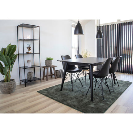 Oslo Eetkamerstoel - Set van 2 Eetkamerstoelen, PU-leer, zwart, zwarte poten
