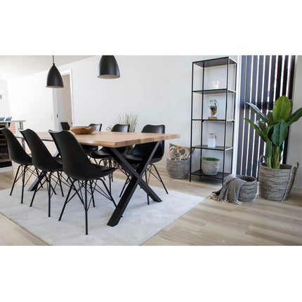 Oslo Eetkamerstoel - Set van 2 Eetkamerstoelen, PU-leer, zwart, zwarte poten