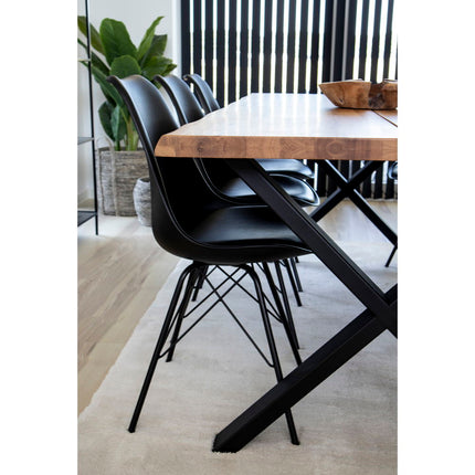 Oslo Eetkamerstoel - Set van 2 Eetkamerstoelen, PU-leer, zwart, zwarte poten