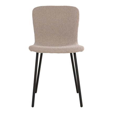 Halden Eetkamerstoel - Set van 2 Eetkamerstoelen, bouclé, beige, zwarte poten HN1233