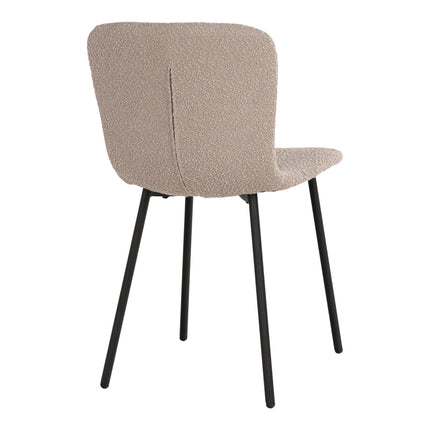 Halden Eetkamerstoel - Set van 2 Eetkamerstoelen, bouclé, beige, zwarte poten HN1233