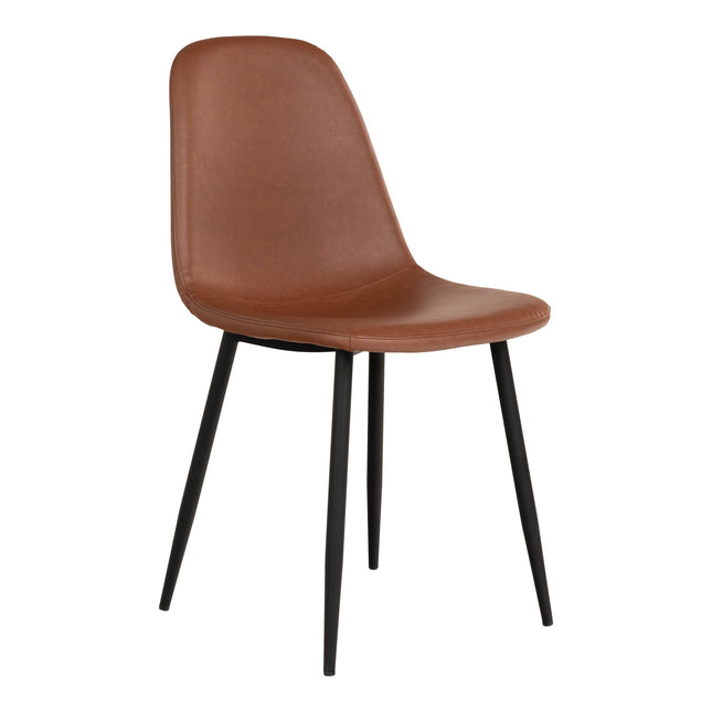 Stockholm Eetkamerstoel - Set van 2 Eetkamerstoelen, PU-leer, vintage lichtbruin, zwarte poten HN1224