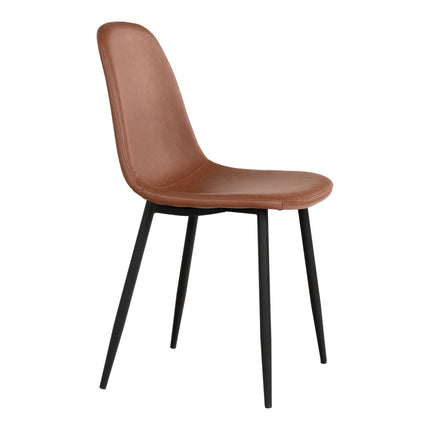 Stockholm Eetkamerstoel - Set van 2 Eetkamerstoelen, PU-leer, vintage lichtbruin, zwarte poten HN1224