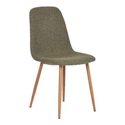 Stockholm Eetkamerstoel - Set van 2 Eetkamerstoelen, bouclé, donkergroen, poten in houtlook HN1236