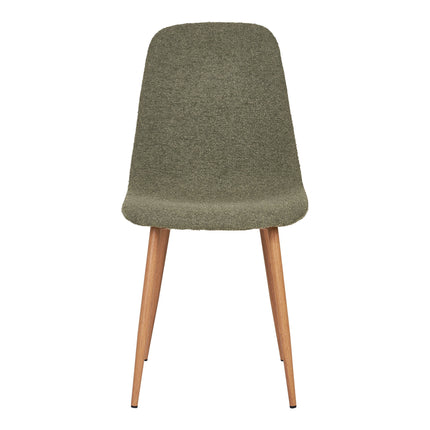 Stockholm Eetkamerstoel - Set van 2 Eetkamerstoelen, bouclé, donkergroen, poten in houtlook HN1236