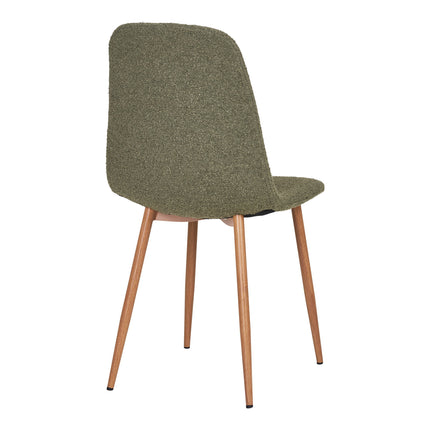 Stockholm Eetkamerstoel - Set van 2 Eetkamerstoelen, bouclé, donkergroen, poten in houtlook HN1236