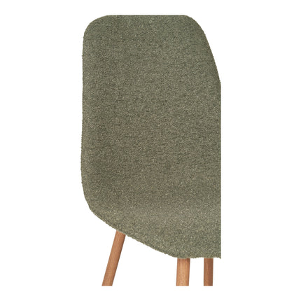 Stockholm Eetkamerstoel - Set van 2 Eetkamerstoelen, bouclé, donkergroen, poten in houtlook HN1236