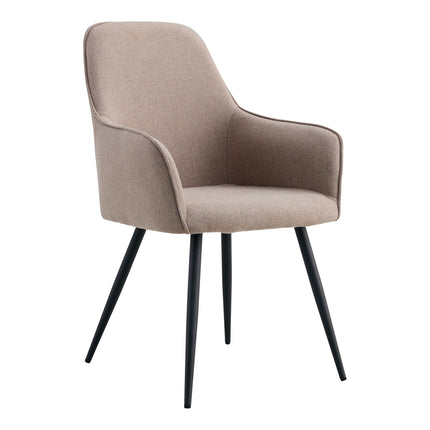 Harbo Eetkamerstoel - Set van 2 Eetkamerstoelen, steenkleurig, zwarte poten HN1231