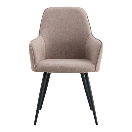 Harbo Eetkamerstoel - Set van 2 Eetkamerstoelen, steenkleurig, zwarte poten HN1231