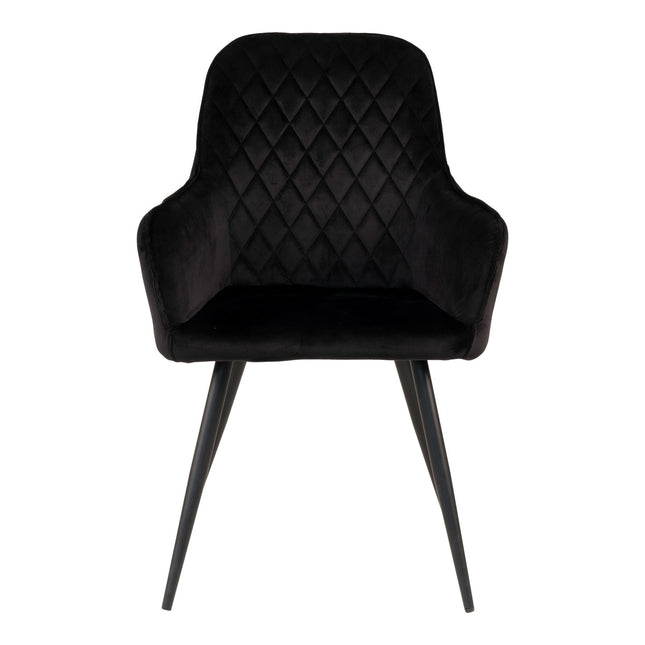 Harbo Eetkamerstoel - Set van 2 Eetkamerstoelen, fluweel, zwart, zwarte poten HN1207