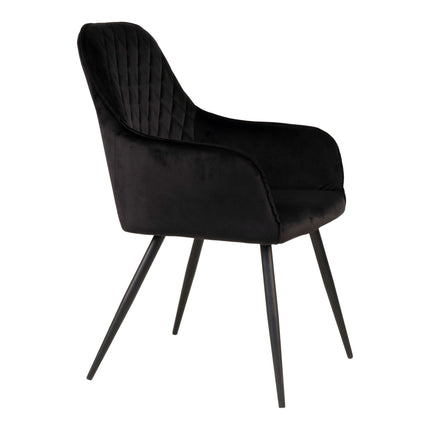 Harbo Eetkamerstoel - Set van 2 Eetkamerstoelen, fluweel, zwart, zwarte poten HN1207