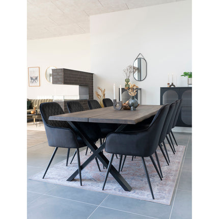 Harbo Eetkamerstoel - Set van 2 Eetkamerstoelen, fluweel, zwart, zwarte poten HN1207