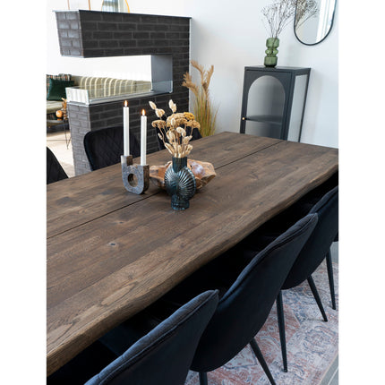 Harbo Eetkamerstoel - Set van 2 Eetkamerstoelen, fluweel, zwart, zwarte poten HN1207