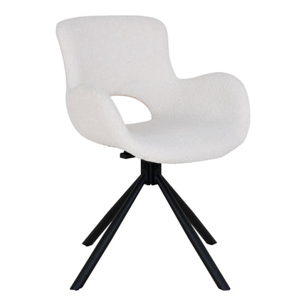 Amorim Eetkamerstoel - Set van 2 Eetkamerstoelen, draaibaar, bouclé, gebroken wit HN1273