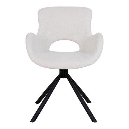 Amorim Eetkamerstoel - Set van 2 Eetkamerstoelen, draaibaar, bouclé, gebroken wit HN1273