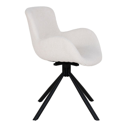 Amorim Eetkamerstoel - Set van 2 Eetkamerstoelen, draaibaar, bouclé, gebroken wit HN1273