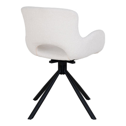 Amorim Eetkamerstoel - Set van 2 Eetkamerstoelen, draaibaar, bouclé, gebroken wit HN1273