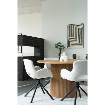 Amorim Eetkamerstoel - Set van 2 Eetkamerstoelen, draaibaar, bouclé, gebroken wit HN1273