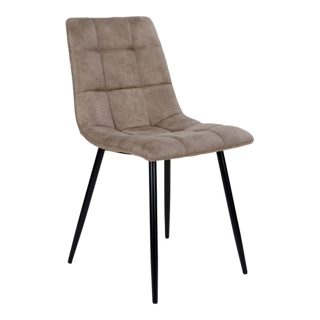 Middelfart Eetkamerstoel - Set van 2 Eetkamerstoelen, microvezel, lichtbruin, zwarte poten HN1281