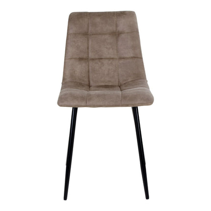 Middelfart Eetkamerstoel - Set van 2 Eetkamerstoelen, microvezel, lichtbruin, zwarte poten HN1281