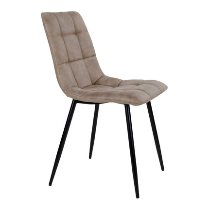 Middelfart Eetkamerstoel - Set van 2 Eetkamerstoelen, microvezel, lichtbruin, zwarte poten HN1281