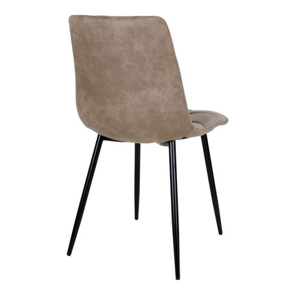 Middelfart Eetkamerstoel - Set van 2 Eetkamerstoelen, microvezel, lichtbruin, zwarte poten HN1281