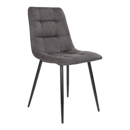 Middelfart Eetkamerstoel - Set van 2 Eetkamerstoelen, microvezel, donkergrijs, zwarte poten HN1229