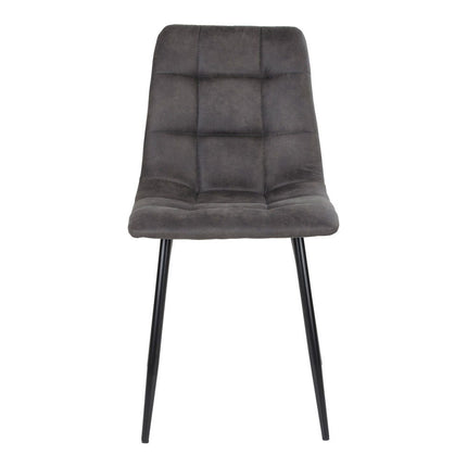 Middelfart Eetkamerstoel - Set van 2 Eetkamerstoelen, microvezel, donkergrijs, zwarte poten HN1229