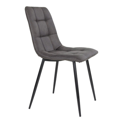 Middelfart Eetkamerstoel - Set van 2 Eetkamerstoelen, microvezel, donkergrijs, zwarte poten HN1229