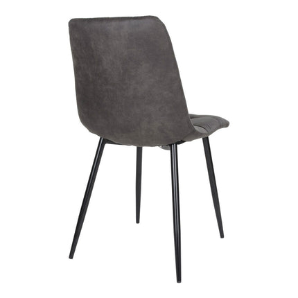 Middelfart Eetkamerstoel - Set van 2 Eetkamerstoelen, microvezel, donkergrijs, zwarte poten HN1229