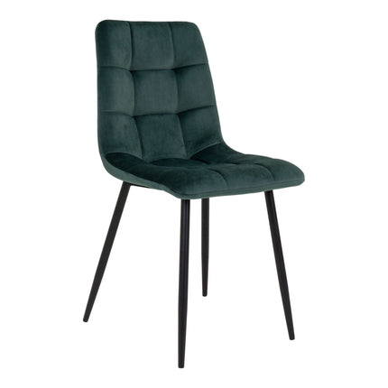 Middelfart Dining Chair - Set van 2 Eetkamerstoelen, fluweel, donkergroen, zwarte poten HN1006