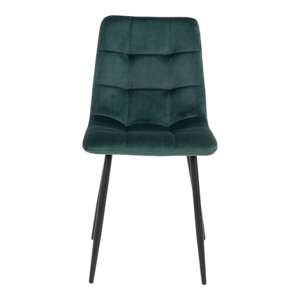 Middelfart Dining Chair - Set van 2 Eetkamerstoelen, fluweel, donkergroen, zwarte poten HN1006