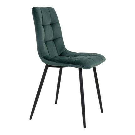 Middelfart Dining Chair - Set van 2 Eetkamerstoelen, fluweel, donkergroen, zwarte poten HN1006
