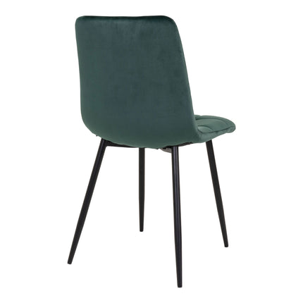 Middelfart Dining Chair - Set van 2 Eetkamerstoelen, fluweel, donkergroen, zwarte poten HN1006