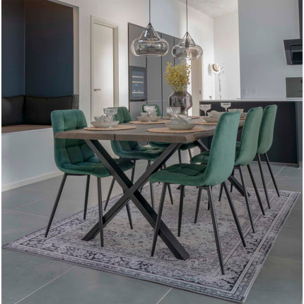 Middelfart Dining Chair - Set van 2 Eetkamerstoelen, fluweel, donkergroen, zwarte poten HN1006