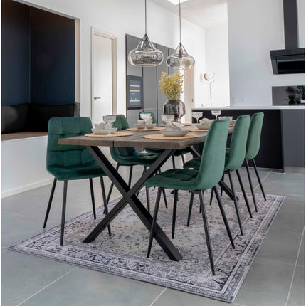 Middelfart Dining Chair - Set van 2 Eetkamerstoelen, fluweel, donkergroen, zwarte poten HN1006