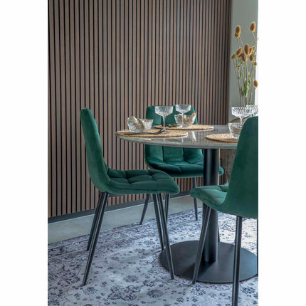 Middelfart Dining Chair - Set van 2 Eetkamerstoelen, fluweel, donkergroen, zwarte poten HN1006