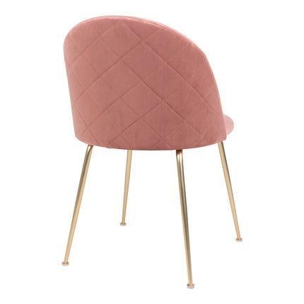 Geneve Eetkamerstoel - Set van 2 Eetkamerstoelen, fluweel, roze, poten in messinglook HN1214