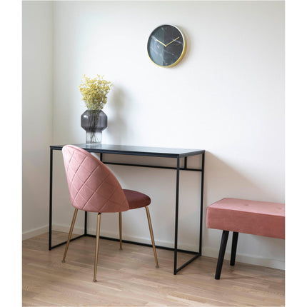 Geneve Eetkamerstoel - Set van 2 Eetkamerstoelen, fluweel, roze, poten in messinglook HN1214