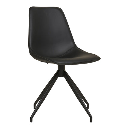 Monaco eetkamerstoel - Set van 2 Eetkamerstoelen met draaifunctie, PU, zwart, zwarte poten HN1228