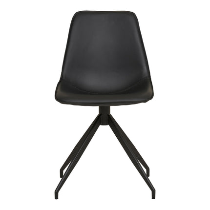 Monaco eetkamerstoel - Set van 2 Eetkamerstoelen met draaifunctie, PU, zwart, zwarte poten HN1228