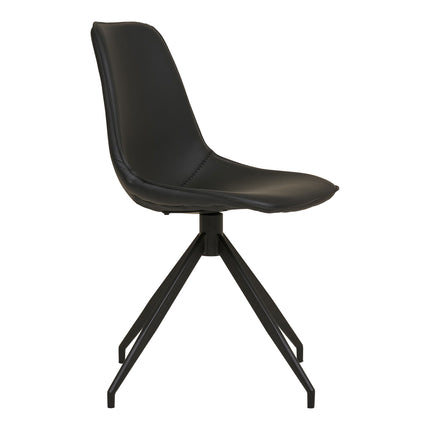 Monaco eetkamerstoel - Set van 2 Eetkamerstoelen met draaifunctie, PU, zwart, zwarte poten HN1228