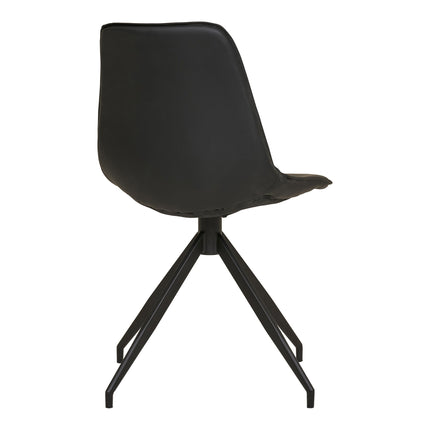 Monaco eetkamerstoel - Set van 2 Eetkamerstoelen met draaifunctie, PU, zwart, zwarte poten HN1228