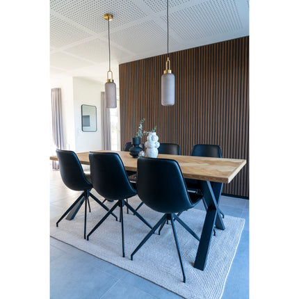Monaco eetkamerstoel - Set van 2 Eetkamerstoelen met draaifunctie, PU, zwart, zwarte poten HN1228
