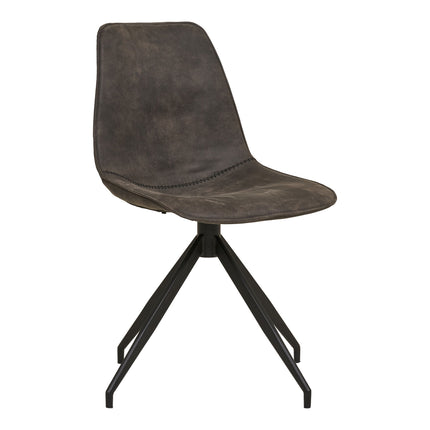 Monaco Eetkamerstoel - Set van 2 Eetkamerstoelen met draaifunctie, microvezel, grijs, zwarte poten HN1229