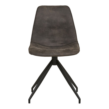 Monaco Eetkamerstoel - Set van 2 Eetkamerstoelen met draaifunctie, microvezel, grijs, zwarte poten HN1229