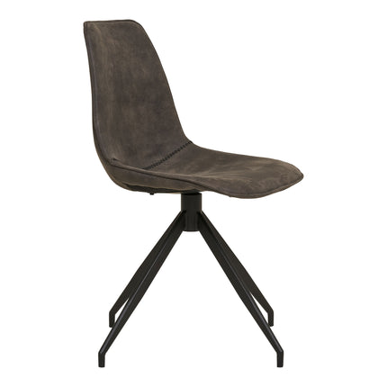 Monaco Eetkamerstoel - Set van 2 Eetkamerstoelen met draaifunctie, microvezel, grijs, zwarte poten HN1229